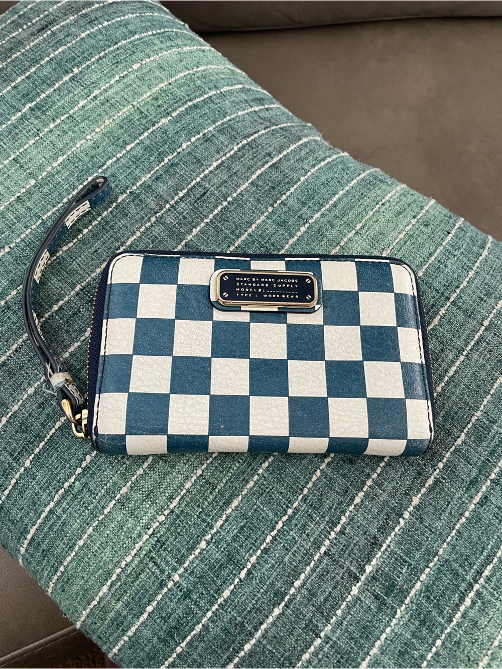 Marc by Marc Jacobs Navy and White Checker Wristlet Phone Case